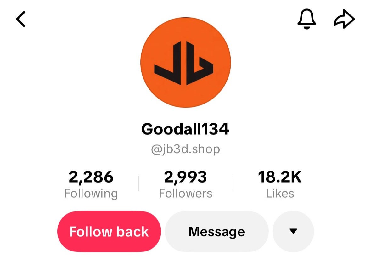 TikTok analytics showing 3k followers